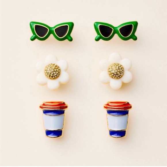 kate spade Jewelry - Kate Spade x Target Novelty Earrings, 3 Pairs - Sunglasses, Flowers, Cups